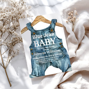 Modern Denim Blue Jean Baby Boy Baby shower Kaart