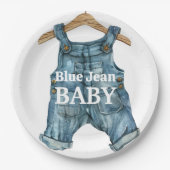 Modern Denim Blue Jean Baby Boy Baby shower Papieren Bordje (Voorkant)