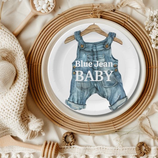 Modern Denim Blue Jean Baby Boy Baby shower Papieren Bordje