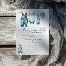 Modern Denim Blue Jean Clothesline Baby shower