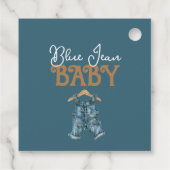Modern Denim Boy Blue Jean Baby shower Bedankjes Labels (Achterkant)