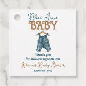 Modern Denim Boy Blue Jean Baby shower Bedankjes Labels (Voorkant)