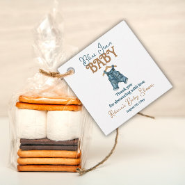 Modern Denim Boy Blue Jean Baby shower Bedankjes Labels