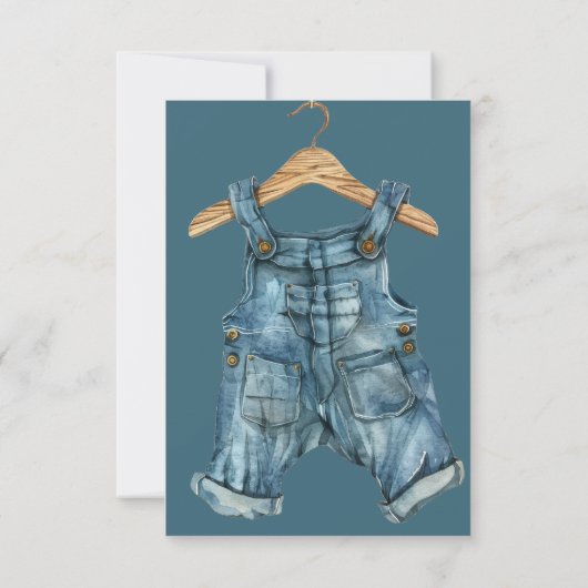 Modern Denim Boy Blue Jean Baby shower Bedankkaart (Achterkant)