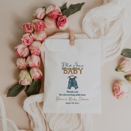 Modern Denim Boy Blue Jean Baby shower Bedankzakje