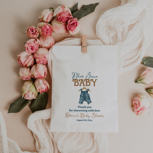 Modern Denim Boy Blue Jean Baby shower Bedankzakje