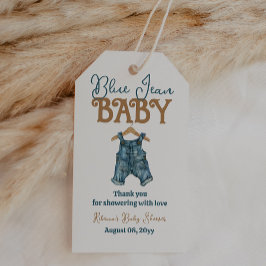 Modern Denim Boy Blue Jean Baby shower Cadeaulabel