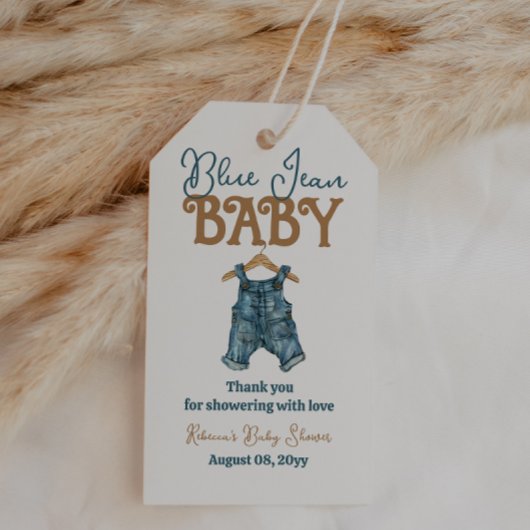 Modern Denim Boy Blue Jean Baby shower Cadeaulabel
