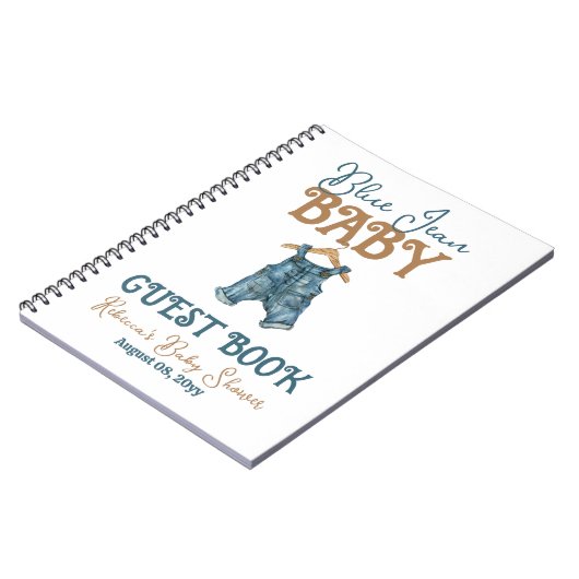 Modern Denim Boy Blue Jean Baby shower Gastboek Notitieboek (Linkerzijde)