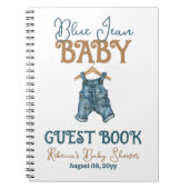 Modern Denim Boy Blue Jean Baby shower Gastboek Notitieboek (Voorkant)