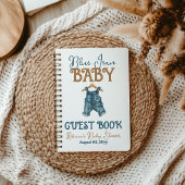 Modern Denim Boy Blue Jean Baby shower Gastboek Notitieboek