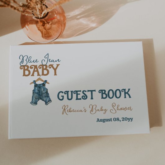 Modern Denim Boy Blue Jean Baby shower Gastenboek