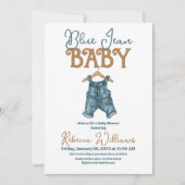 Modern Denim Boy Blue Jean Baby shower Kaart (Voorkant)
