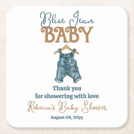 Modern Denim Boy Blue Jean Baby shower Kartonnen Onderzetters