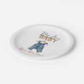 Modern Denim Boy Blue Jean Baby shower Papieren Bordje (Gekanteld)