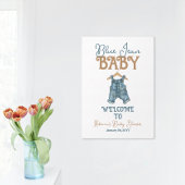 Modern Denim Boy Blue Jean Baby shower Poster
