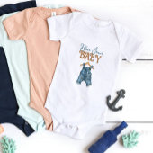 Modern Denim Boy Blue Jean Baby shower Romper