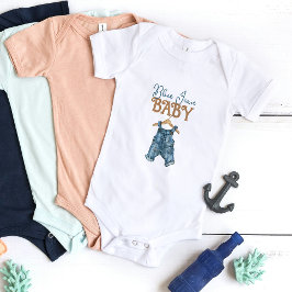 Modern Denim Boy Blue Jean Baby shower Romper