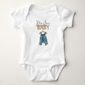Modern Denim Boy Blue Jean Baby shower Romper (Voorkant)