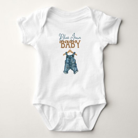 Modern Denim Boy Blue Jean Baby shower Romper (Voorkant)