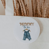 Modern Denim Boy Blue Jean Baby shower Ronde Button 3,2 Cm