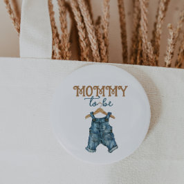 Modern Denim Boy Blue Jean Baby shower Ronde Button 3,2 Cm