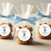 Modern Denim Boy Blue Jean Baby shower Ronde Sticker