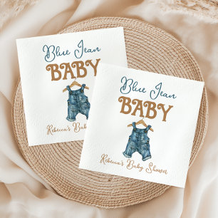 Modern Denim Boy Blue Jean Baby shower Servet