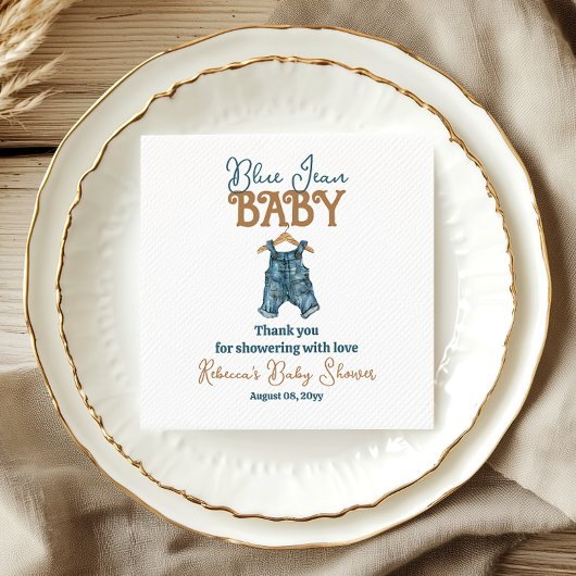 Modern Denim Boy Blue Jean Baby shower Servet