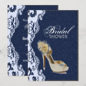 modern denim kant Floral land vrijgezellenfeest Kaart (Voorkant / Achterkant)