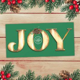 Modern dennen groen en gouden metaal Joy bedrijfsl Feestdagenkaart
