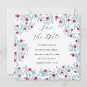 Modern Dennentak en Rode Bes Kerstpatroon Save The Date (Voorkant)