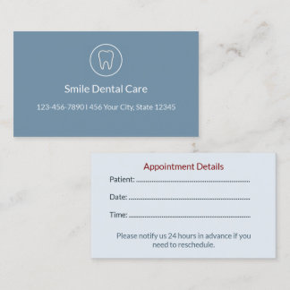 Modern Dental Appointment Card | Clinic Reminder Afsprakenkaartje