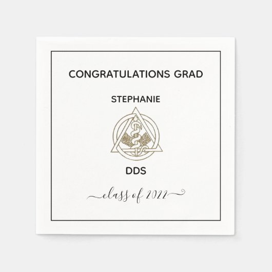 Modern Dental School Caduceus Graduparty Servet (Voorkant)