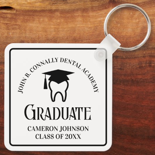 Modern Dental School Custom Afstuderen Gift Sleutelhanger (Achterkant)