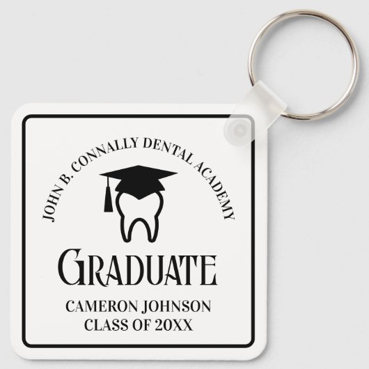 Modern Dental School Custom Afstuderen Gift Sleutelhanger (Achterkant)