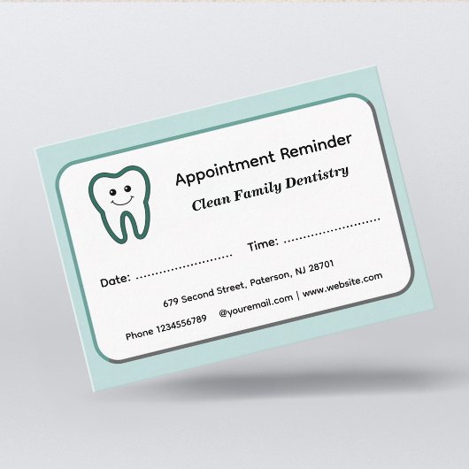 Modern Dentist Appointment Reminder Cards Afsprakenkaartje