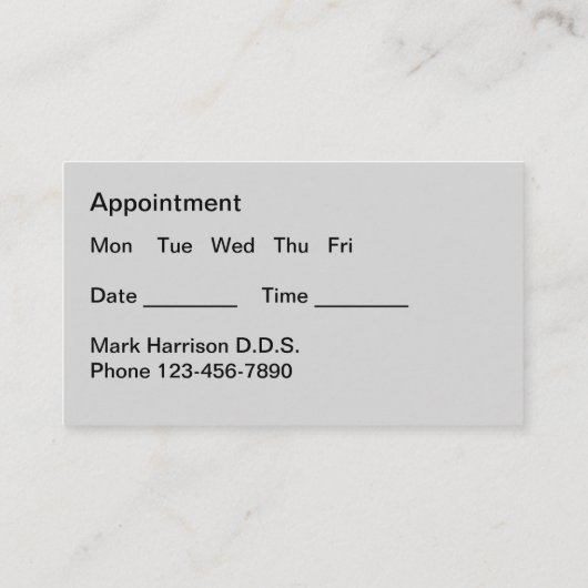 Modern Dentist Appointment Visitekaartje (Achterkant)