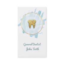 Modern Dentist Gold Tooth Logo Visitekaartje