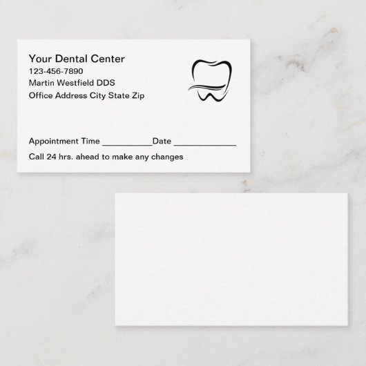 Modern Dentist Office Appointment Cards New Afsprakenkaartje (Voorkant / Achterkant)