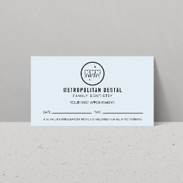 Modern Dentist Teeth Black Logo Blue Appointment Visitekaartje