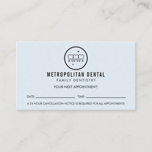 Modern Dentist Teeth Black Logo Blue Appointment Visitekaartje (Voorkant)