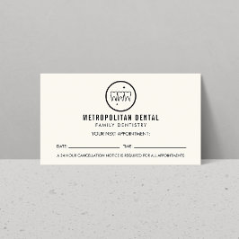 Modern Dentist Teeth Black Logo Ivory Appointment Visitekaartje