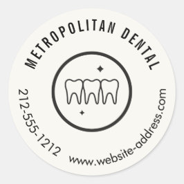 Modern Dentist Teeth Black Logo Ivory Ronde Sticker