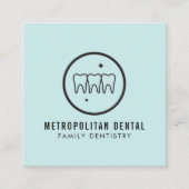 Modern Dentist Teeth Black Logo op Mint Vierkante Visitekaartje (Voorkant)