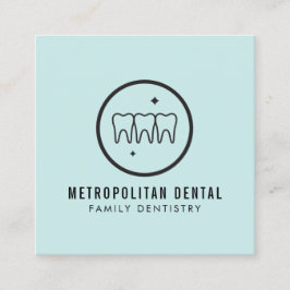 Modern Dentist Teeth Black Logo op Mint Vierkante Visitekaartje