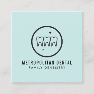 Modern Dentist Teeth Black Logo op Mint Vierkante Visitekaartje