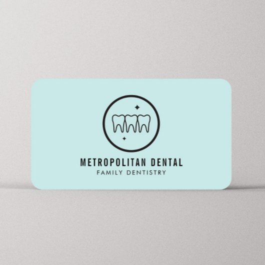 Modern Dentist Teeth Black Logo op Mint Visitekaartje