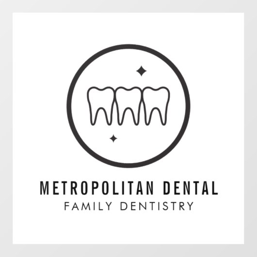 Modern Dentist Teeth Black Logo Raamsticker (Vel)