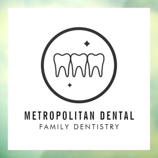 Modern Dentist Teeth Black Logo Raamsticker (Vel 3)